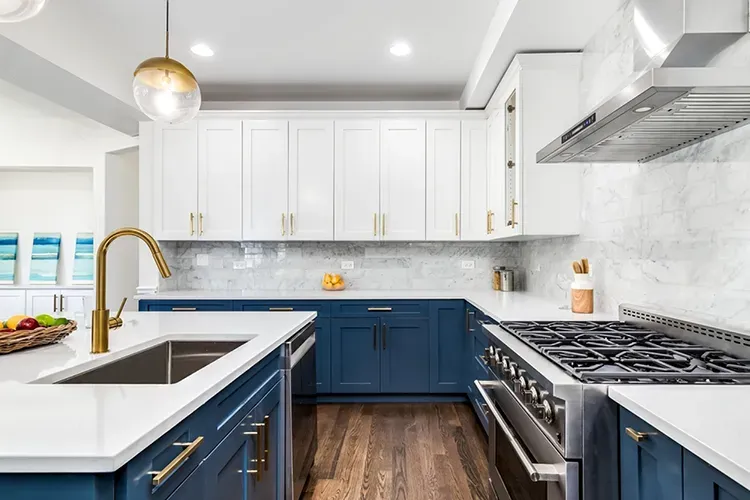 Newly painted white kitchen cabinets