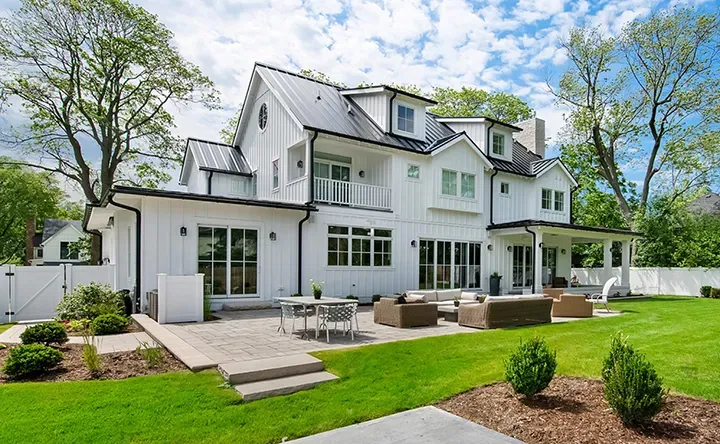 Freshly painted two-story home exterior